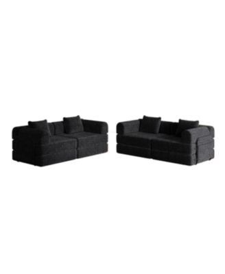 Streamdale 4-seater chenille convertible sofa bed with side storage