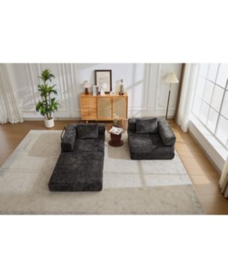 Streamdale Compression Sofa, Convertible Floor Sofa Bed, Loveseats Boneless Modular Sectional, Black