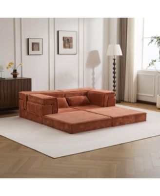 Orange Compression Sofa, Convertible Floor Sofa Bed, Modular Sectional