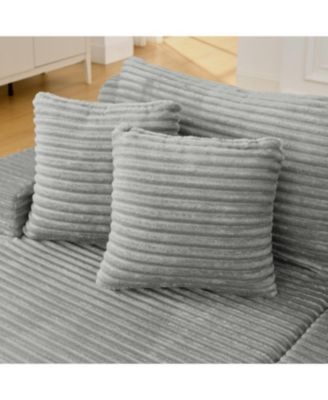 Gray two-seater lazy sofa lounge chair, velvet fabric, no assembly required.