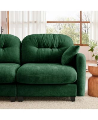 Streamdale Modular Sectional U Shaped Couch with Ottoman, Soft Chenille Fabric, Green