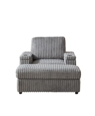 42.5" Corduroy Single Recliner with Pillow, Cup Holder, Storage Footrest