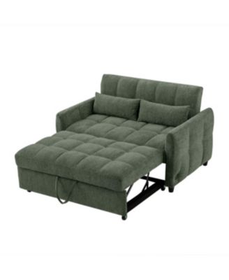  Tufted Loveseat Sofa Bed with Adjustable Backrest, USB Ports, and Cushions