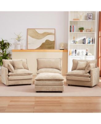 Streamdale Modular Sectional Sofa, 102 Inch L Shaped Couch Set, 3-Seater Comfy Cloud Couch with Ottoman