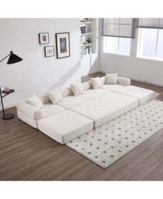 Folding Sofa Bed with Pillow Back Handrail and Memory Foam Mattress