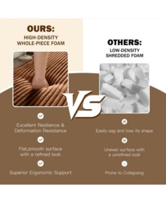 Streamdale Modern Floor Sofa with 2 Pillows, Convertible Plush Corduroy Sleeper Sofa Bed, Orange