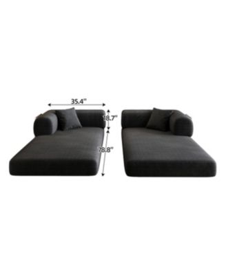 Corduroy Compression Sofa Bed with Pillow Back Support, Black