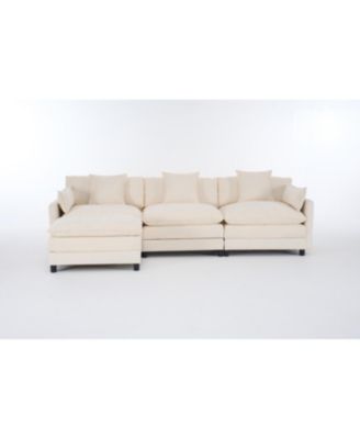  Modern L-Shaped Cloud Couch with Ottoman, 4-Seat Chenille Sectional Sofa