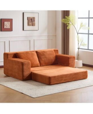 Streamdale Loveseat Sofa, Comfortable Deep Seat Sofa Bed, Modern Small Corduroy Couch, Orange