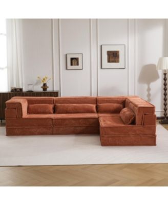 Compression Sofa, Convertible Floor Sofa Bed, Modular Sectional, Orange