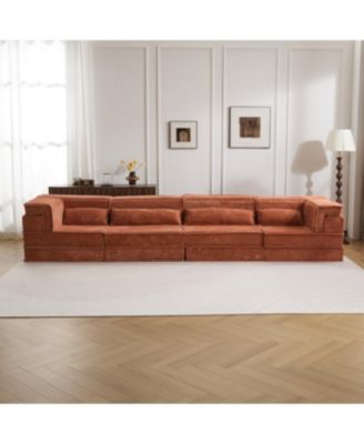 Compression Sofa, Convertible Floor Sofa Bed, Modular Sectional, Orange