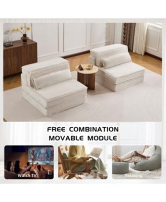 Streamdale Compression Sofa, Convertible Floor Sofa Bed, White