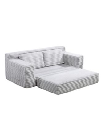 Corduroy Cloud Double Sofa, 2-in-1 Convertible Sofa Bed, Grey