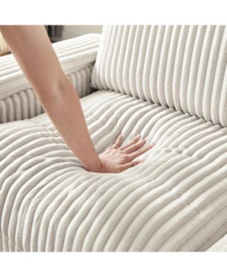 Streamdale 71" Sofa Plush Corduroy Square Storage Armrest USB port