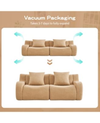 Soft Teddy Fabric Boneless Sofa, No Assembly, Anti-Slip, Camel