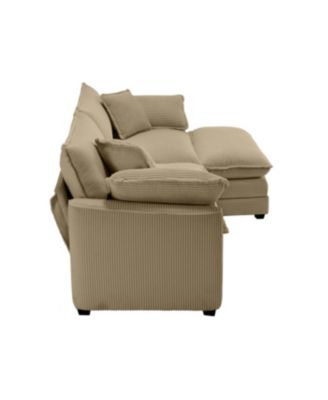 Streamdale Corduroy L-Shaped 2-Seater Sofa with Ottoman, Tan
