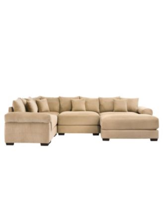Oversized Cloud Modular Sectional Couch with Ottoman, Camel