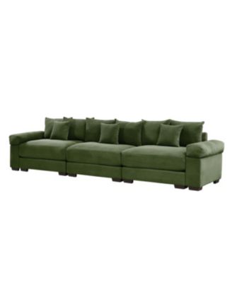 130" Oversized Cloud Modular Sectional Couch, Premium Corduroy 3-Seater Sofa, Green