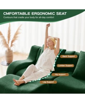 Streamdale U-Shaped Boneless Sofa, Teddy Fabric, No Assembly Required, Green