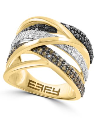 White, Brown, & Black Diamond Ring (1-1/10 ct. t.w.) in 14k Yellow Gold