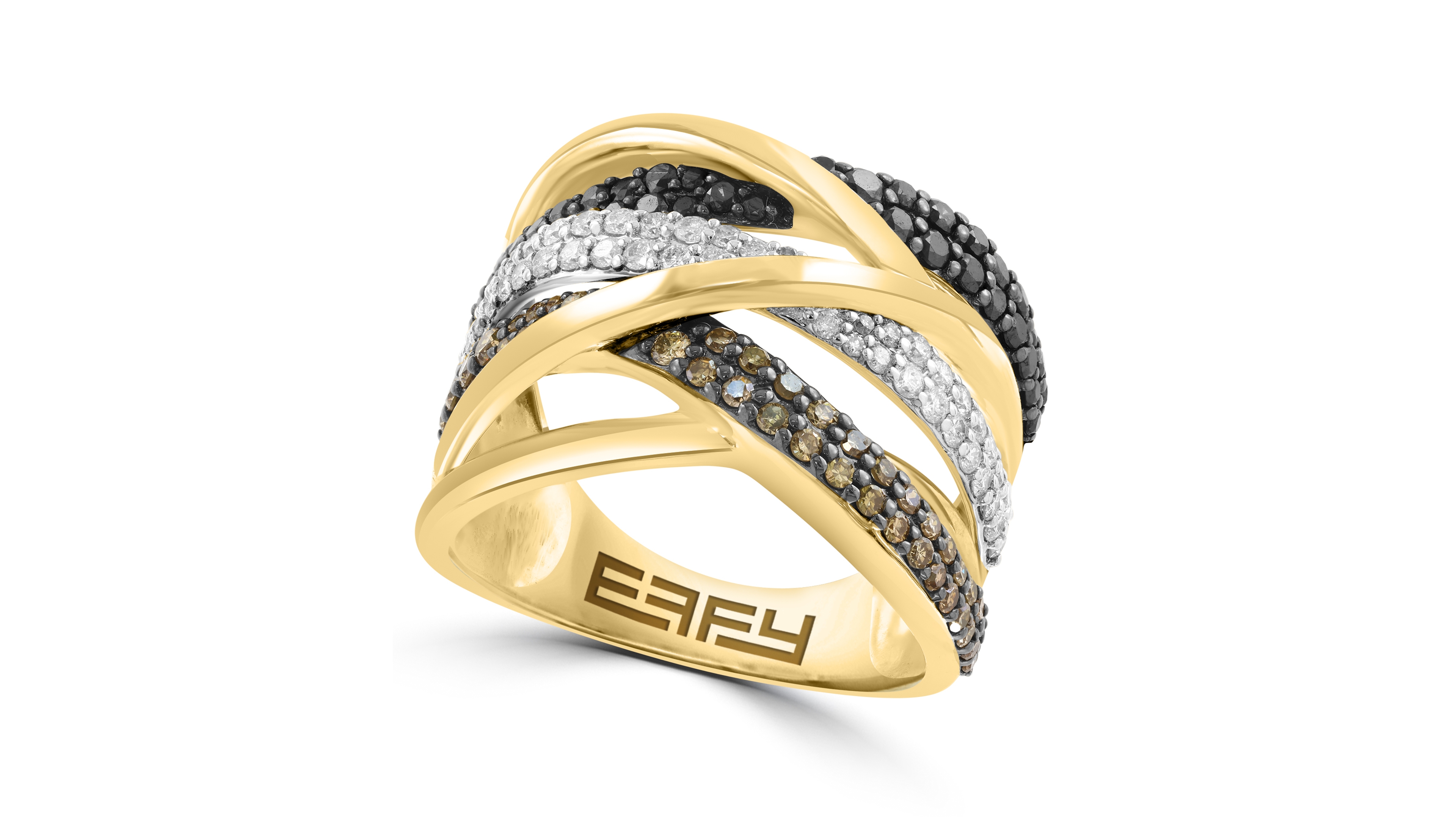 Effy Collection White, Brown, & Black Diamond Ring (1-1/10 ct. t.w.) in 14k Yellow Gold