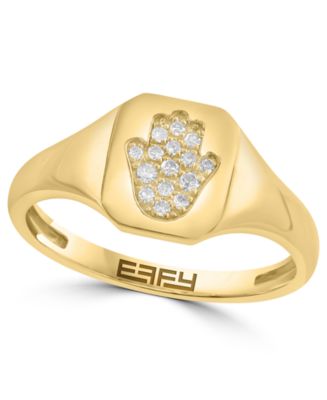 EFFY Collection Diamond (1/20 ct. t.w.) Pinky Ring in 14k Yellow Gold ...