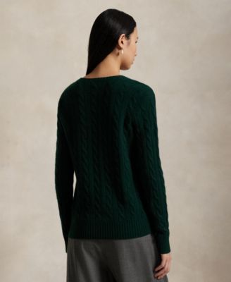 Women's Cable Wool-Cashmere V-neck Sweater