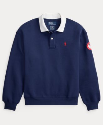 Women's Team USA Polo-Collar Fleece Pullover Sweatshirt