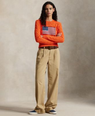 Women's Flag Cable-Knit Cropped Sweater