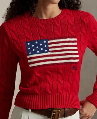 Women's Flag Cable-Knit Cropped Sweater