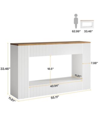 Modern Console Table, 55-Inch Wood Entryway Table with Storage, White