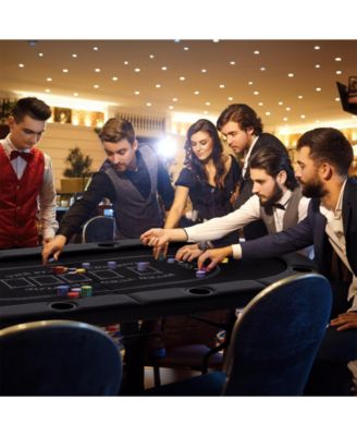 72 Inch Foldable Poker Table for 8 Players Portable Oval Card Board Game Table