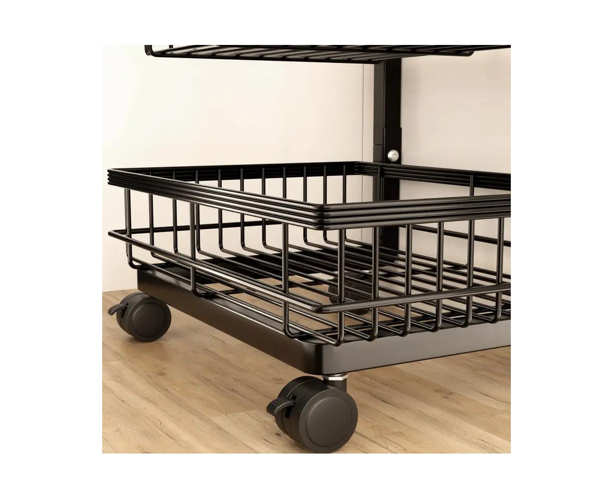 Mega casa 4-Tier Kitchen Snack Cart with Wheels – Versatile Rolling Storage Cart for Kitchen, Pantry, Utility Rooms, Adjustable Metal Wire Fruit & Veg