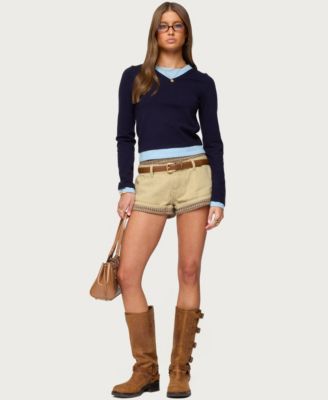 Women's Marthie Layered Knit V Neck Top