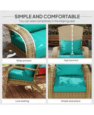 Patio Wicker Adirondack Chair with Soft Cushions, Dark