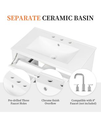 Bathroom Vanity with Sink 3 Drawers Adjustable Shelf Freestanding Storage Cabinet