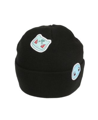 Men's Printed Character Patches Black Cuff Beanie
