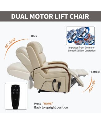 Power Lift Recliner Chair Dual Motor Infinite Position Up to 350 LBS with Solid Wood Armrests, Heat Massage and Heavy Duty Motion Mechanism