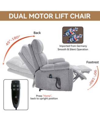 Heat Massage Dual Motor Infinite Position Up to 350 LBS Large Electric Power Lift Recliners with Hidden Cup Holders, Power-Remote