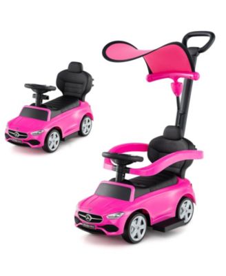 3 in 1 Mercedes Benz Licensed Push Ride On Car with Canopy Steering Wheel and Storage for Toddlers