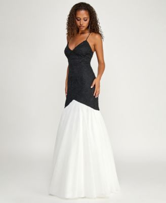 Juniors' Corded Lace-Up Drop Waist Gown