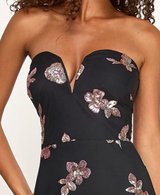Juniors' Sequin Flower Long Slim Gown, Created for Macy's