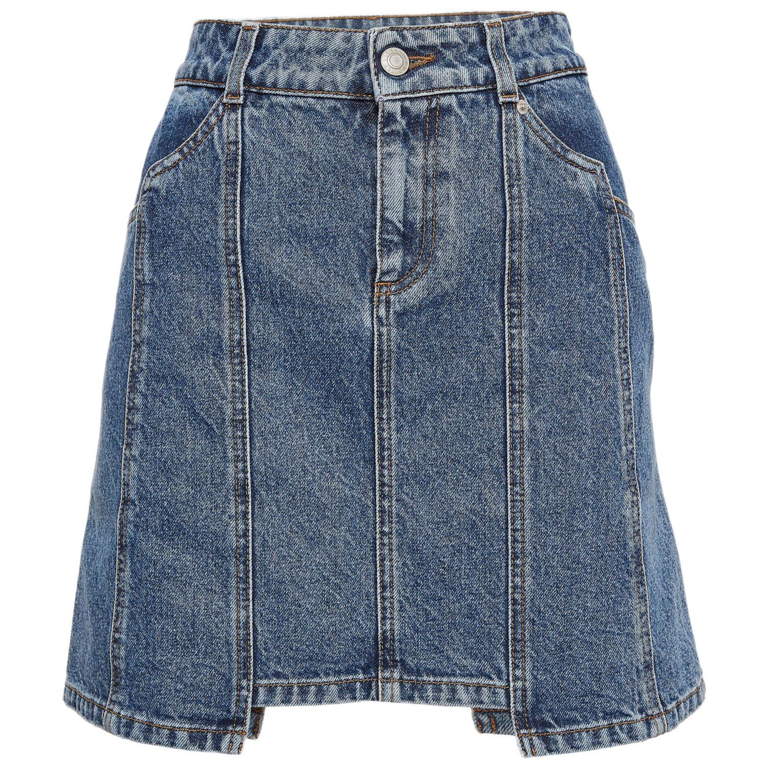 Women's Blue Embroidered Denim Mini Skirt