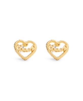 Faux Stone Charming Charms Signature Heart Stud Earrings
