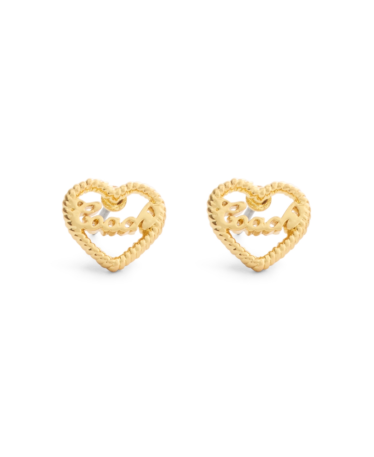 Coach Faux Stone Charming Charms Signature Heart Stud Earrings