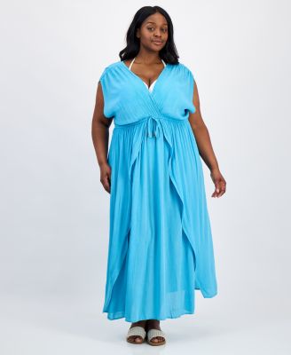 Plus Size Front Slit Cover-Up Maxi Dress