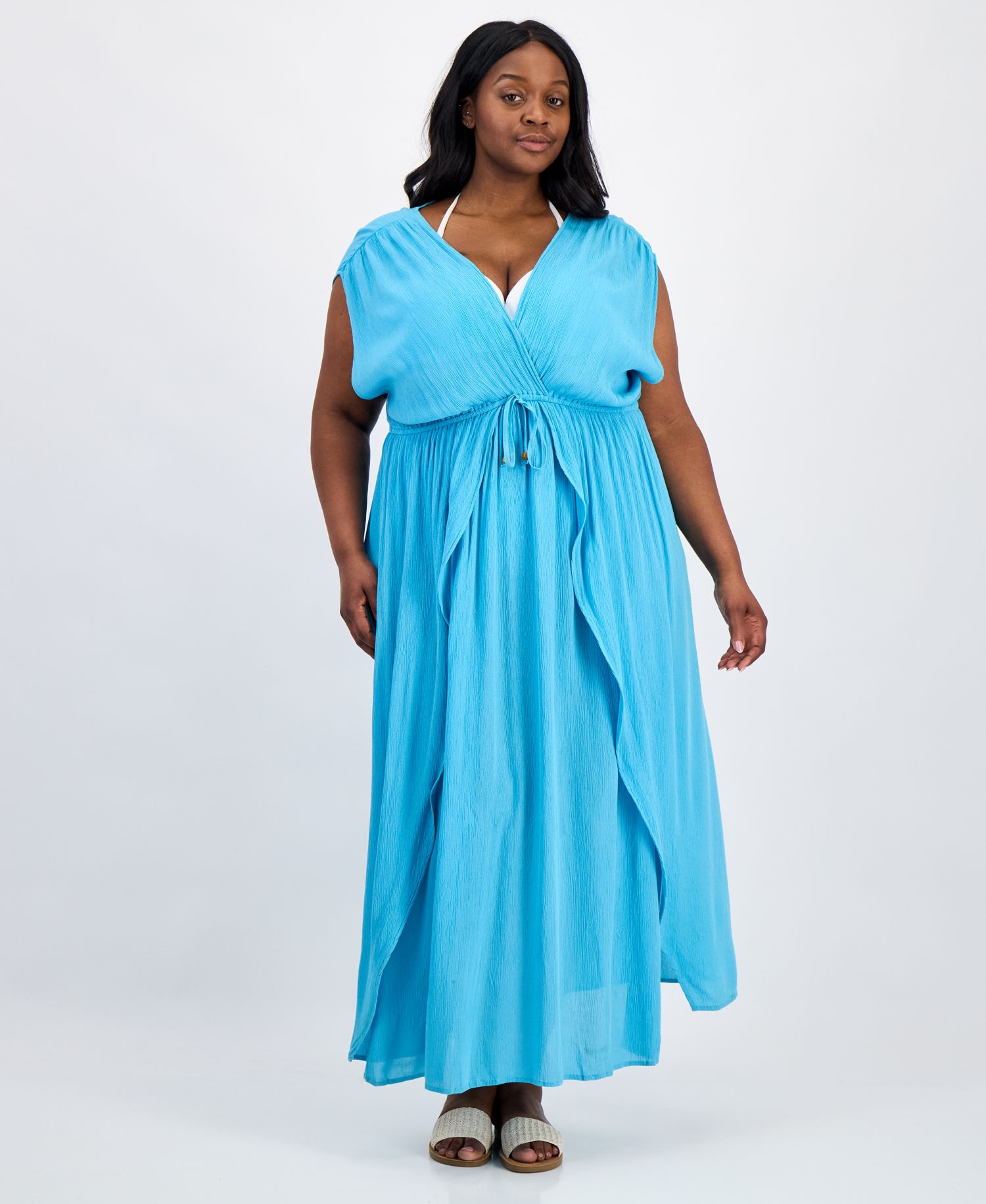 Plus Size Front Slit Cover-Up Maxi Dress