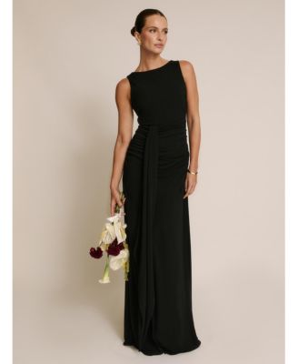 Women's Drape Gathered Sleeveless Stretch Dress