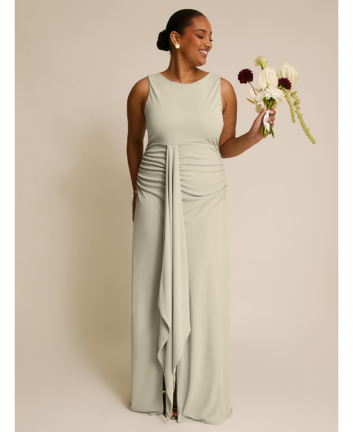 Six Stories Women's Drape Gathered Sleeveless Stretch Dress