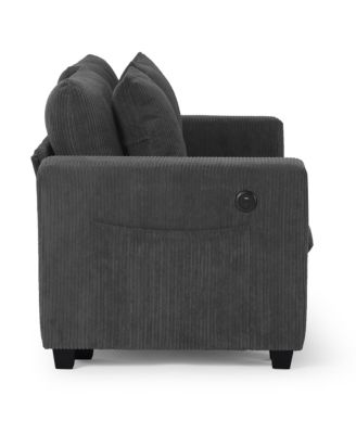 128" Corduroy Modular U-Shaped Sectional Couch and Chaise With USB/Type-C Ports and Side Pockets